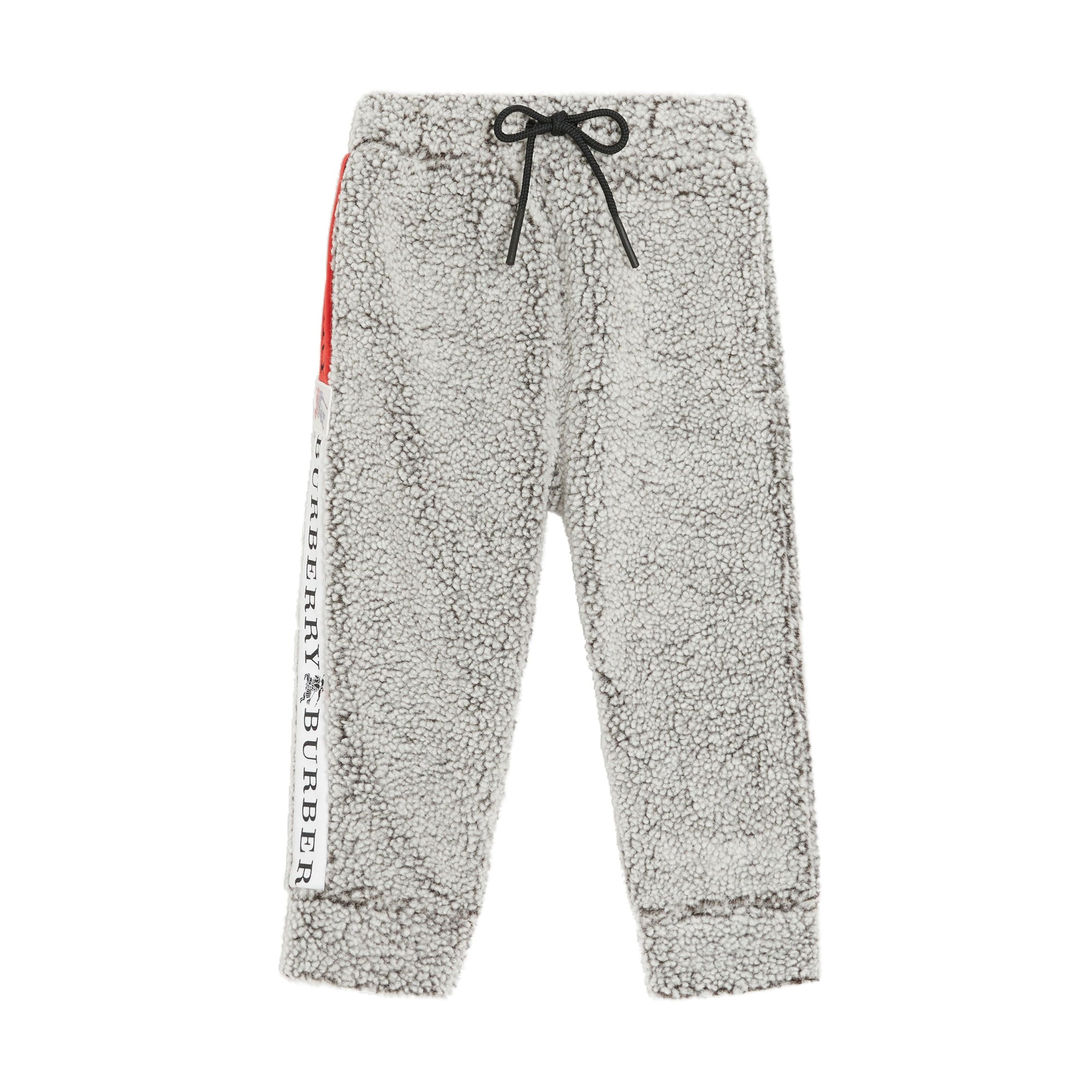 GREY MELANGE Pantalon de survêtement en faux shearling rayé avec logo