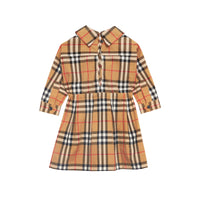 ANTIQUE YELLOW Robe à cordon de serrage en coton à motif Vintage check