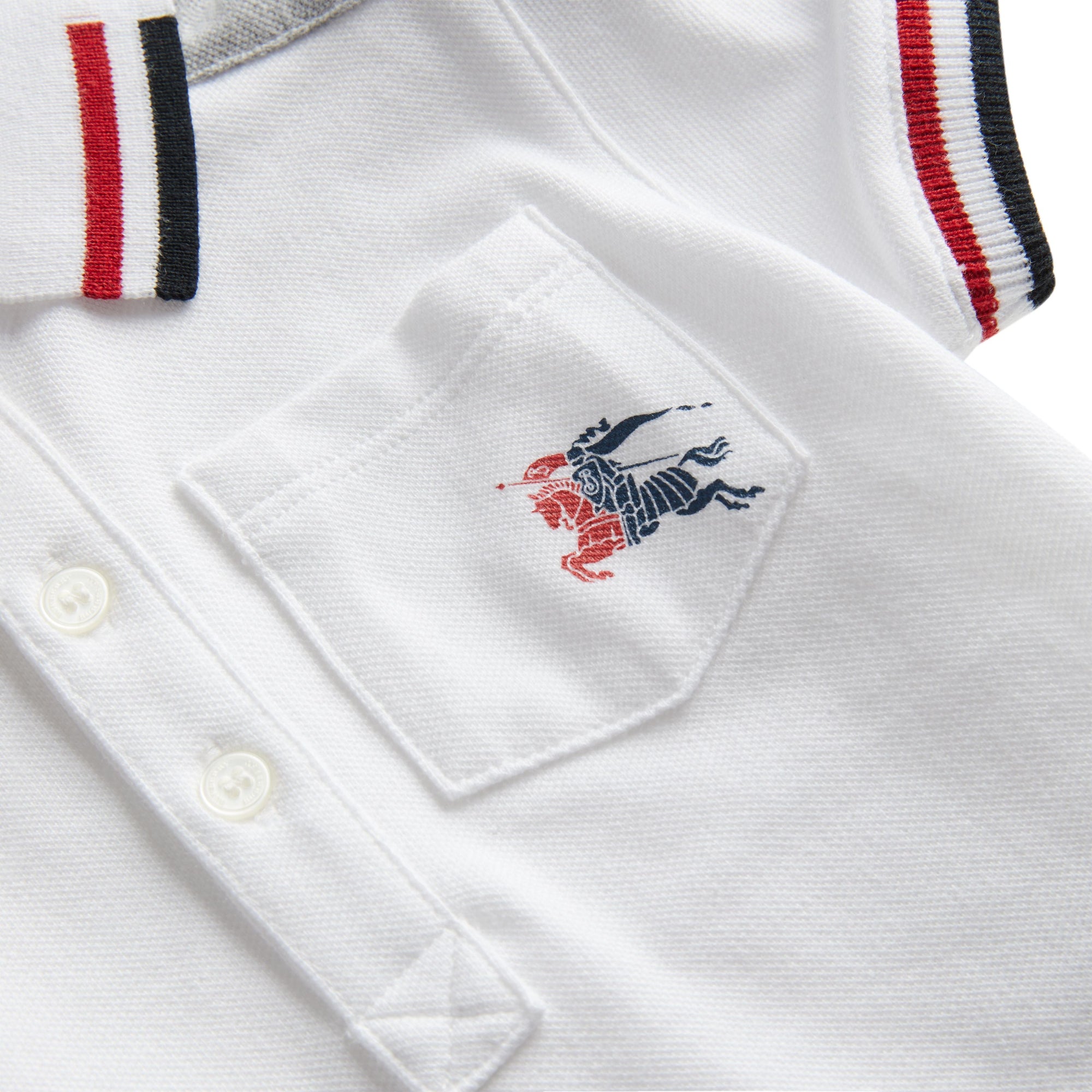 WHITE Polo en piqué de coton rayé