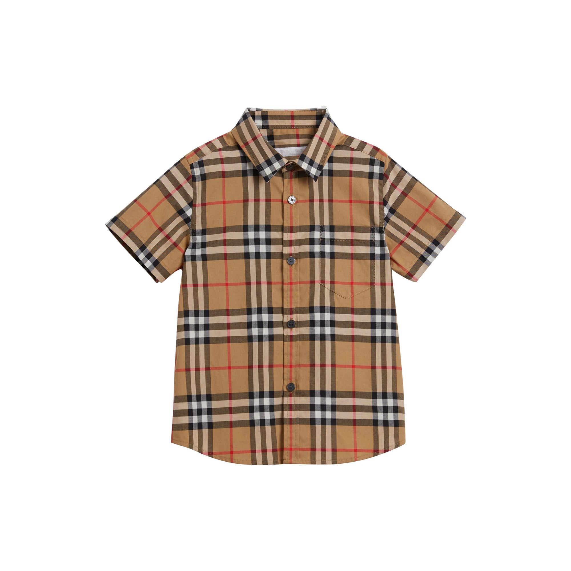 Chemise à manches courtes en coton à motif vintage check - Jaune antique