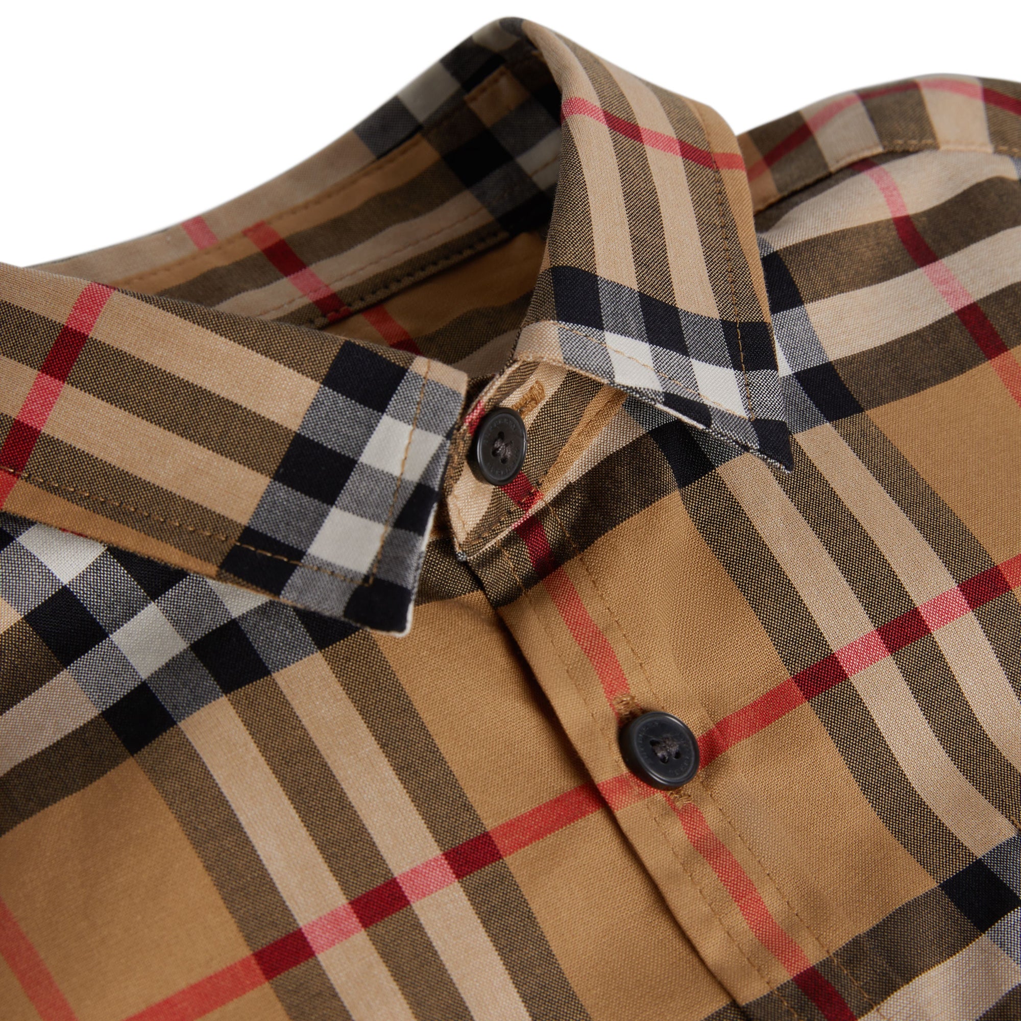 Chemise à manches courtes en coton à motif vintage check - Jaune antique