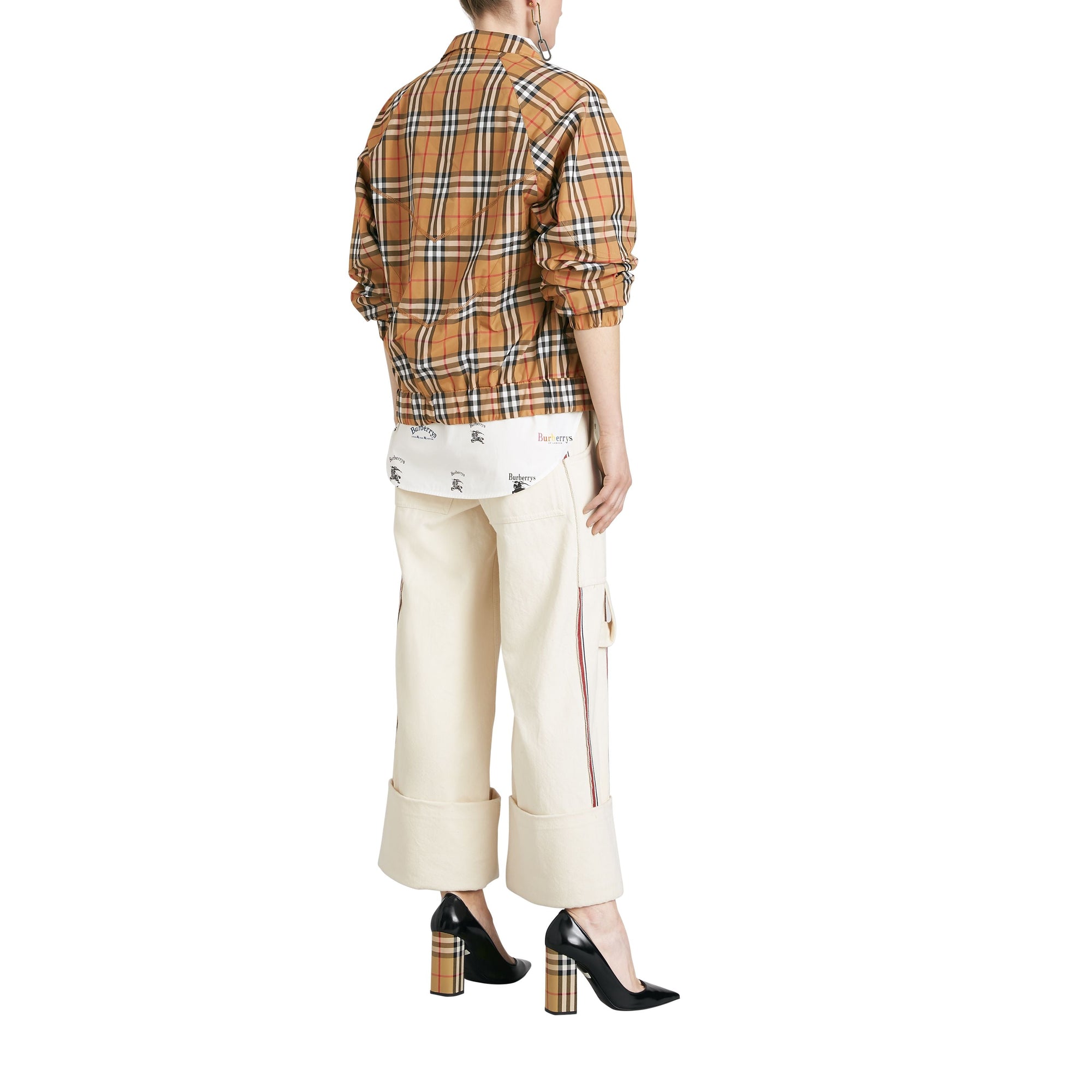 Veste Harrington à motif vintage check et surpiqûres - Jaune antique