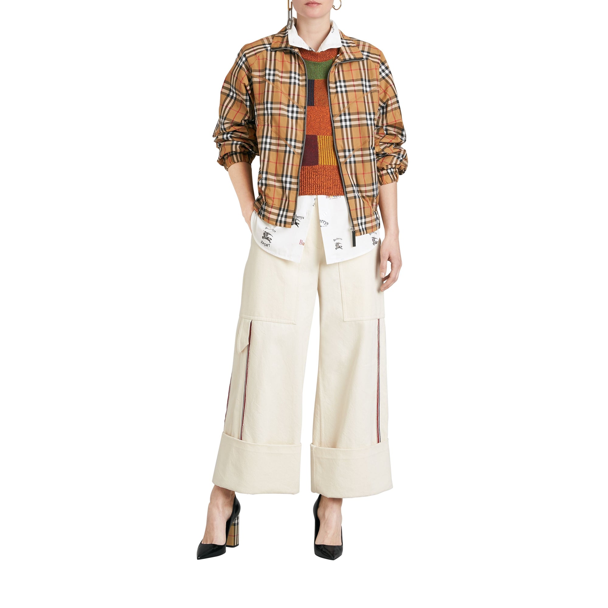 Veste Harrington à motif vintage check et surpiqûres - Jaune antique