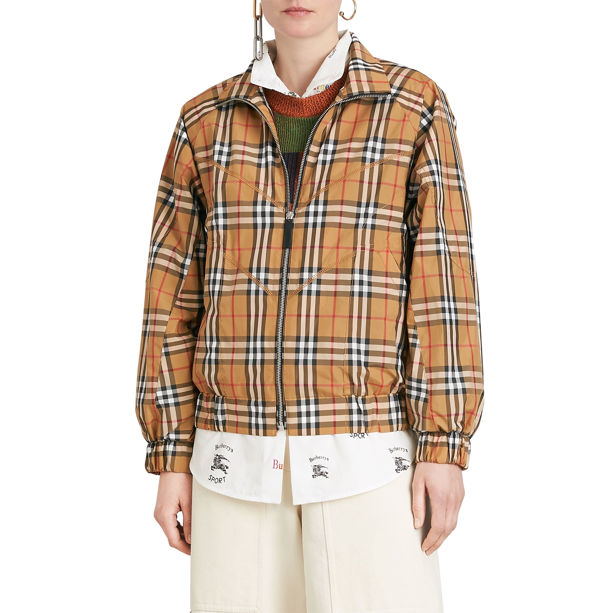 Veste Harrington à motif vintage check et surpiqûres - Jaune antique