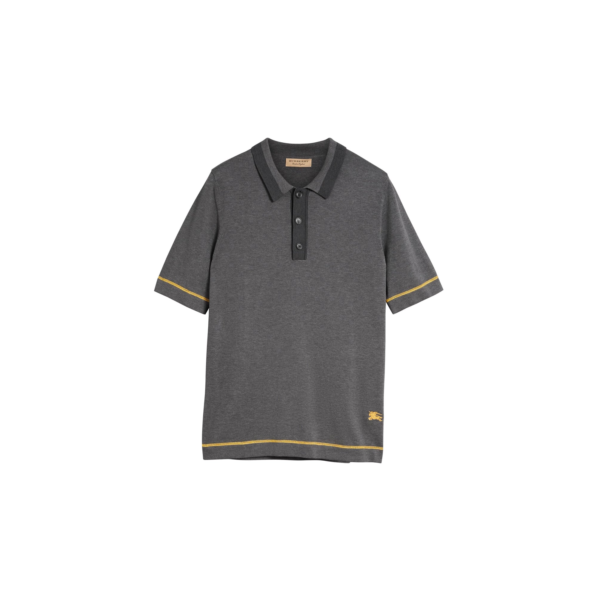 MID GREY MELANGE Polo en jersey de coton à bordures contrastantes