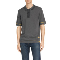 MID GREY MELANGE Polo en jersey de coton à bordures contrastantes