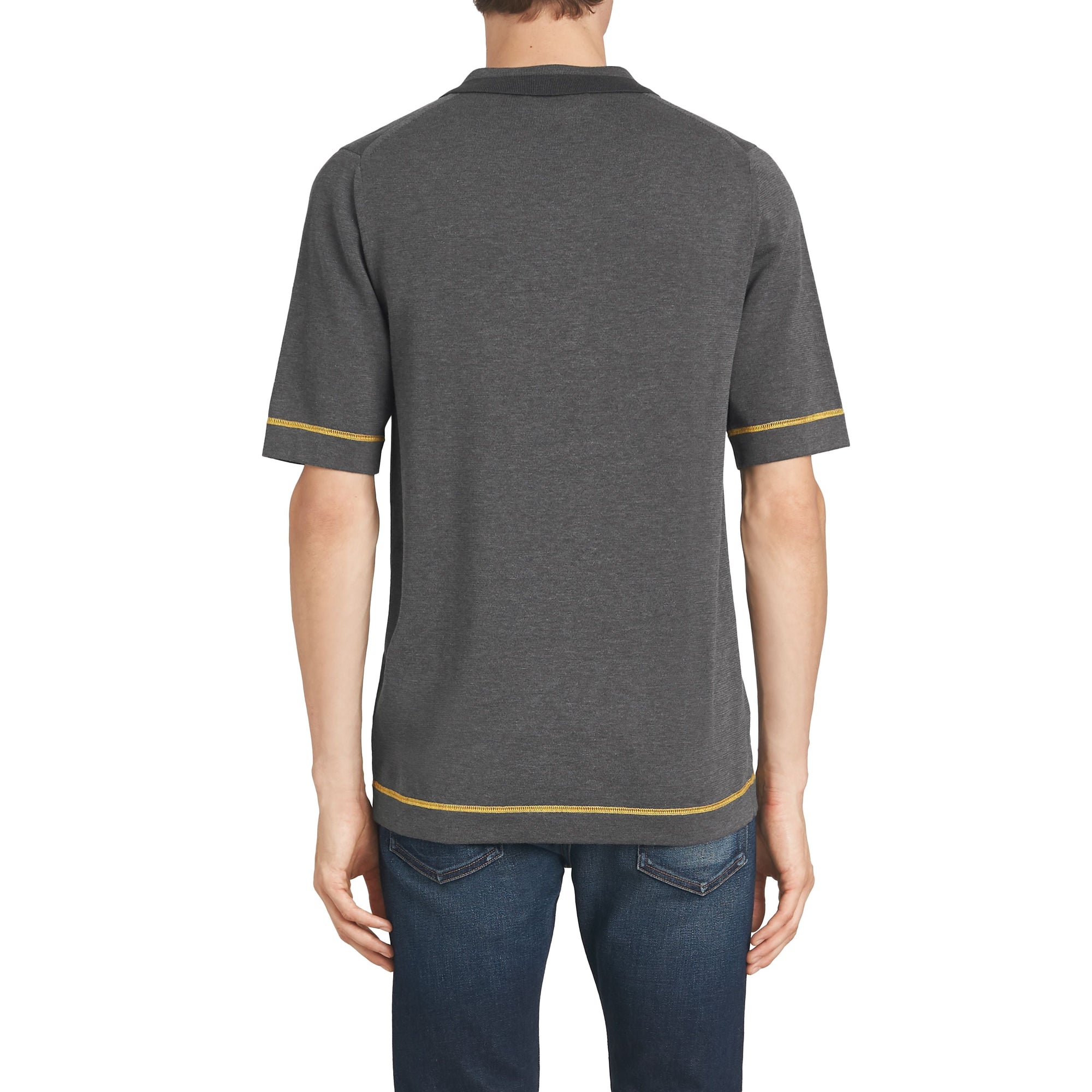 MID GREY MELANGE Polo en jersey de coton à bordures contrastantes
