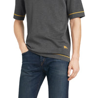 MID GREY MELANGE Polo en jersey de coton à bordures contrastantes