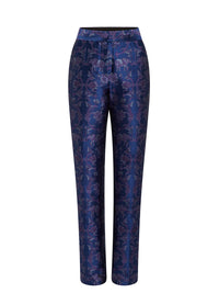 Pantalon droit A.Ferretti à imprimé asiatique - Bleu
