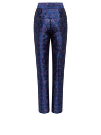 Pantalon droit A.Ferretti à imprimé asiatique - Bleu