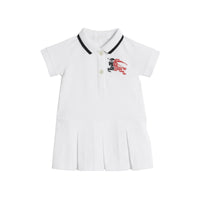 WHITE Robe polo en coton à détails contrastants et logo