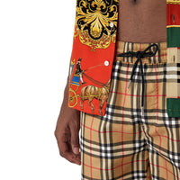 ANTIQUE YELLOW Short de bain Vintage check avec cordon de serrage
