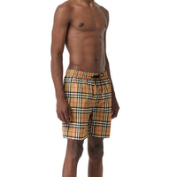 ANTIQUE YELLOW Short de bain Vintage check avec cordon de serrage