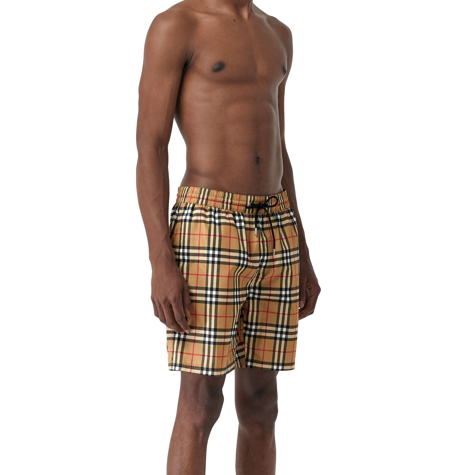 ANTIQUE YELLOW Short de bain Vintage check avec cordon de serrage