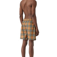 ANTIQUE YELLOW Short de bain Vintage check avec cordon de serrage