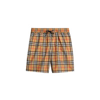 ANTIQUE YELLOW Short de bain Vintage check avec cordon de serrage