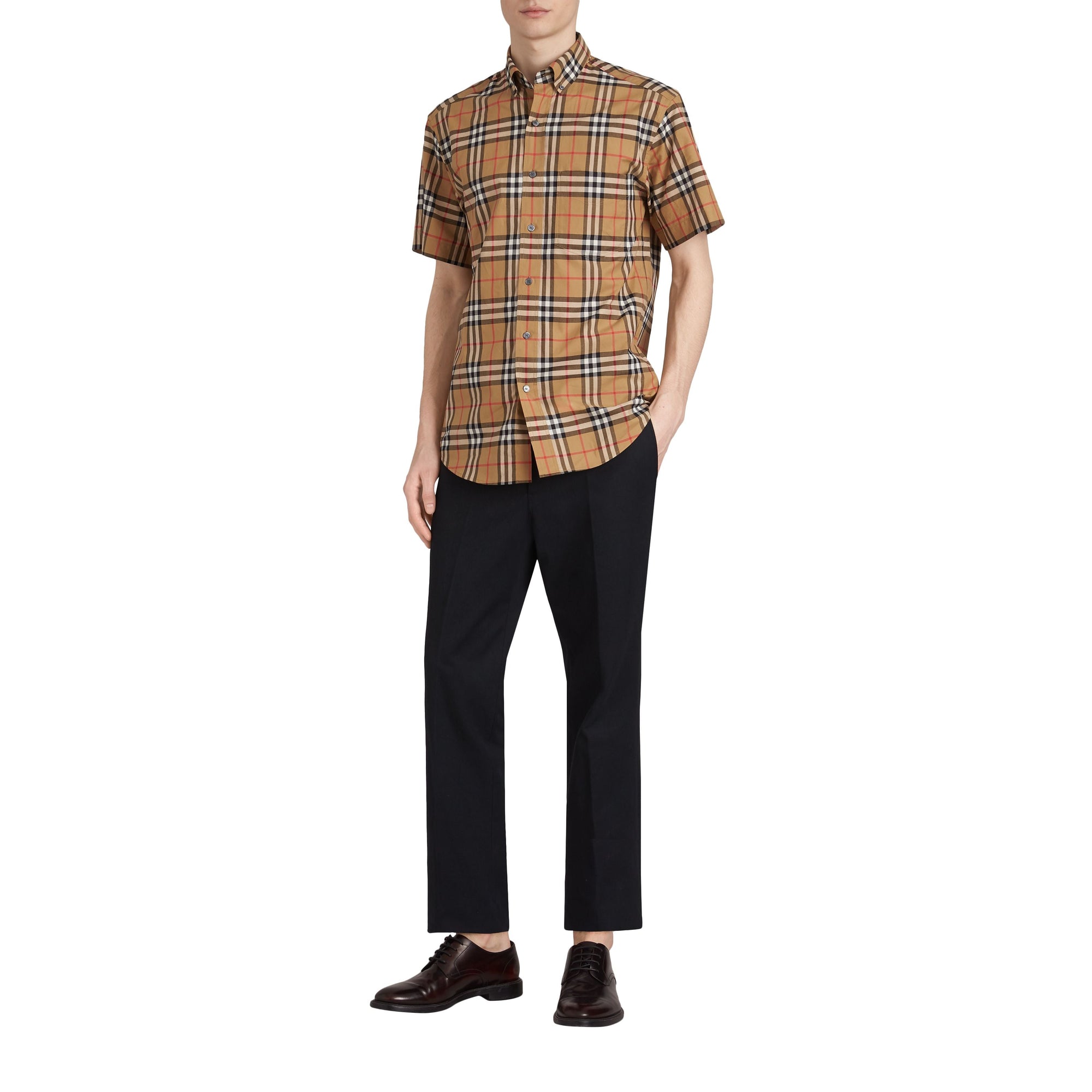 ANTIQUE YEL IP CHK Chemise à manches courtes avec motif Vintage check