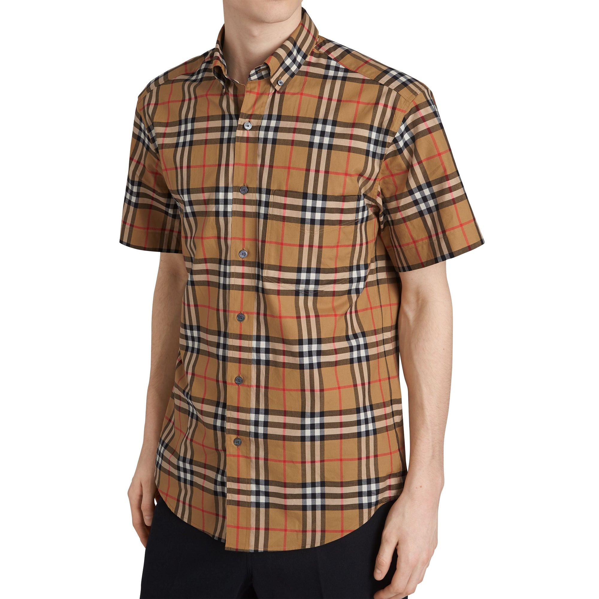 ANTIQUE YEL IP CHK Chemise à manches courtes avec motif Vintage check
