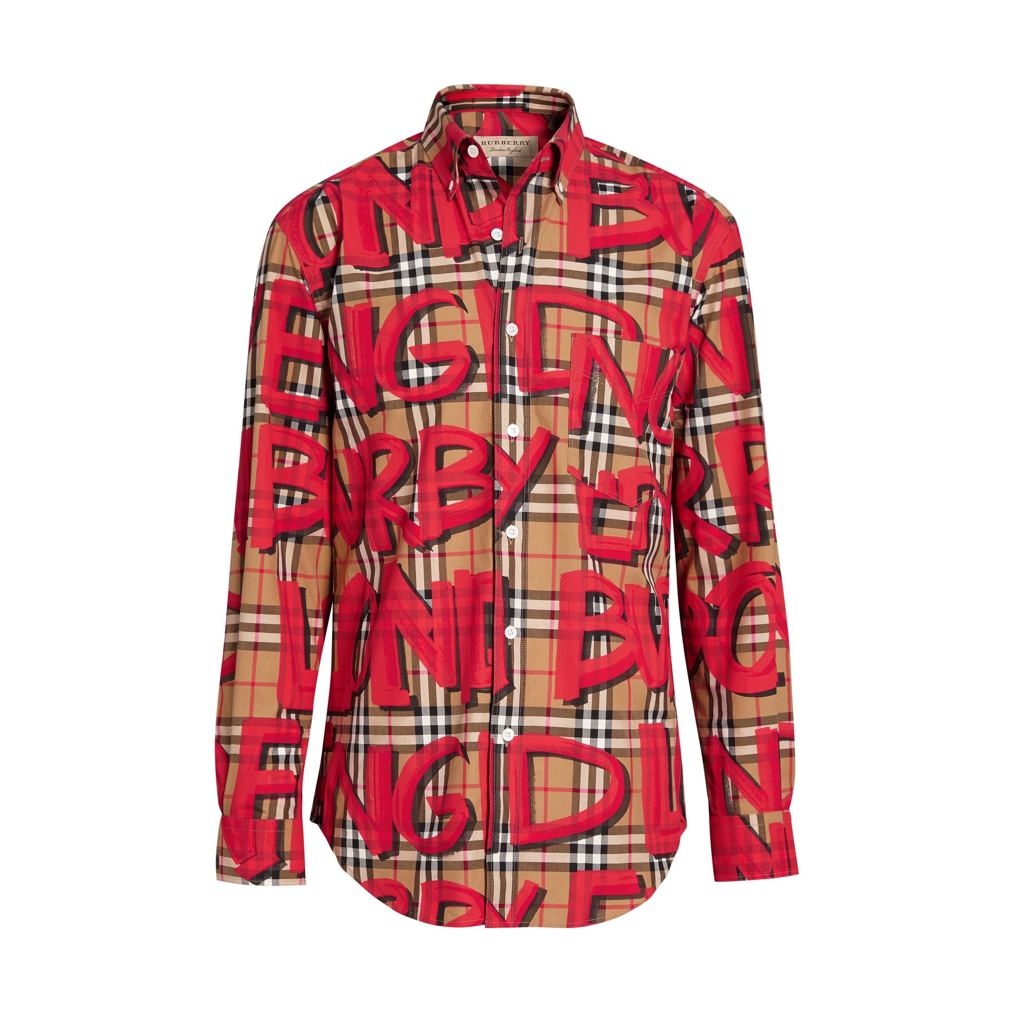 BRIGHT RED IP PAT Chemise à motif Vintage check et graffiti