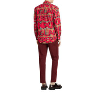 BRIGHT RED IP PAT Chemise à motif Vintage check et graffiti