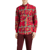 BRIGHT RED IP PAT Chemise à motif Vintage check et graffiti
