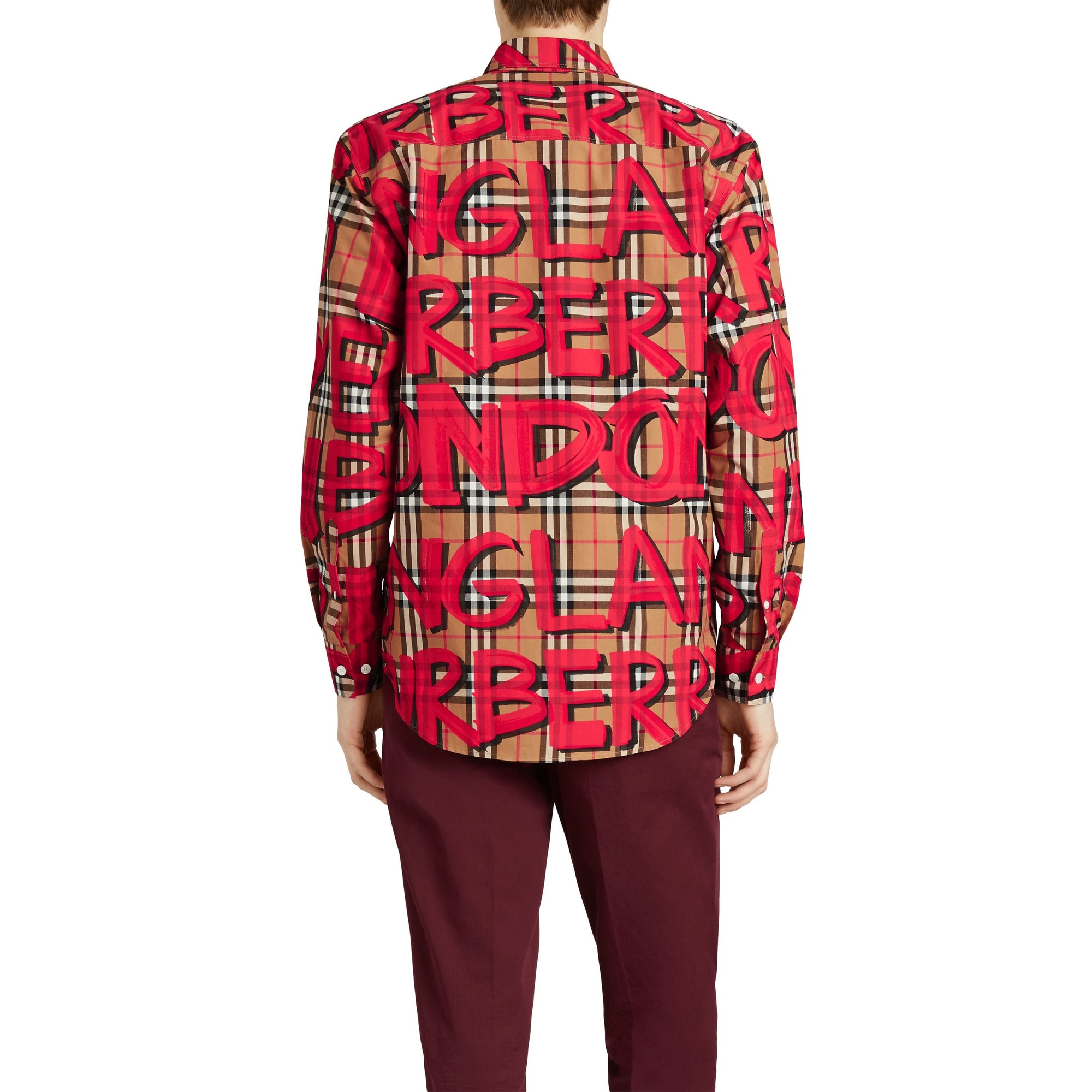 BRIGHT RED IP PAT Chemise à motif Vintage check et graffiti
