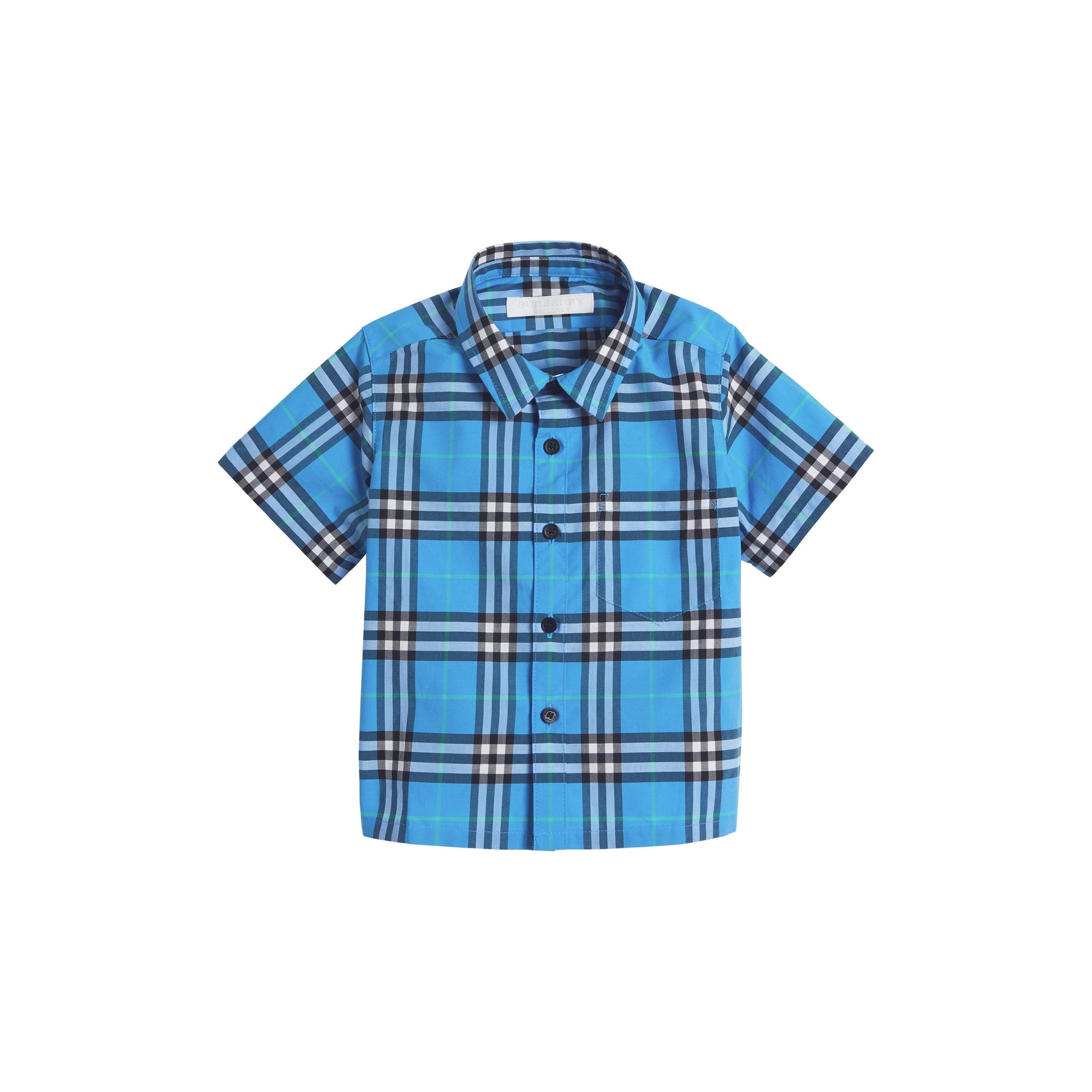 AZURE BLUE Chemise en coton à manches courtes avec motif check