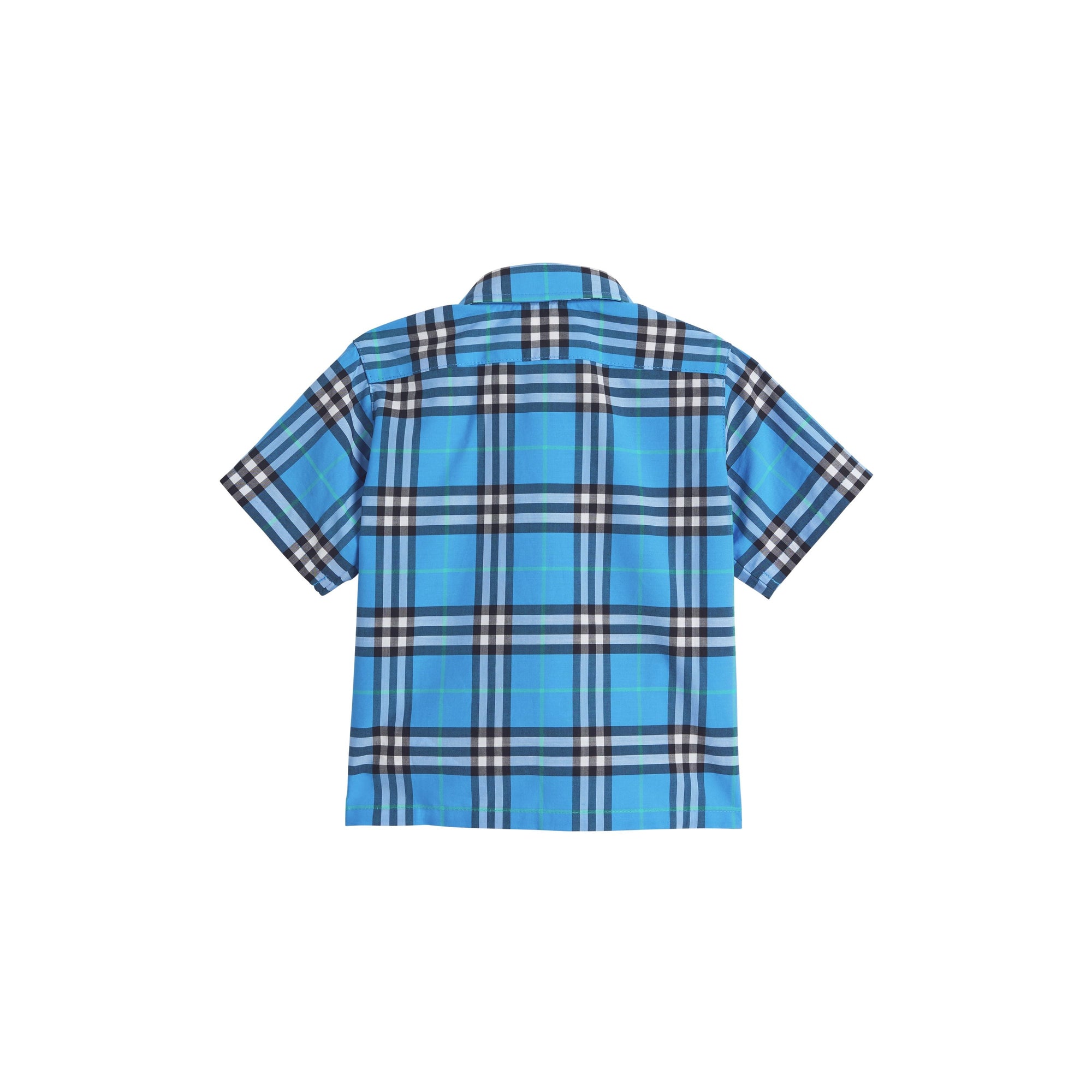 AZURE BLUE Chemise en coton à manches courtes avec motif check