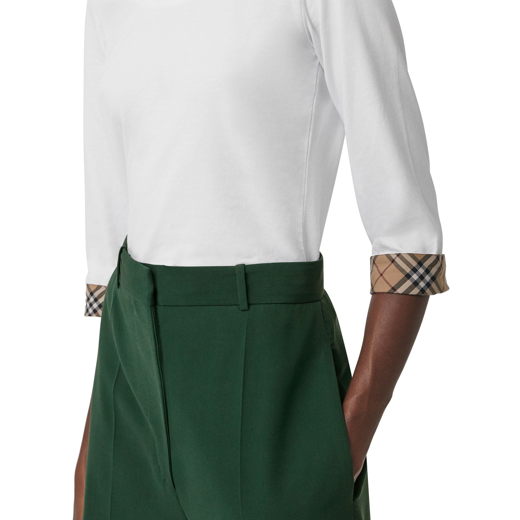 WHITE Haut en coton extensible avec détails check