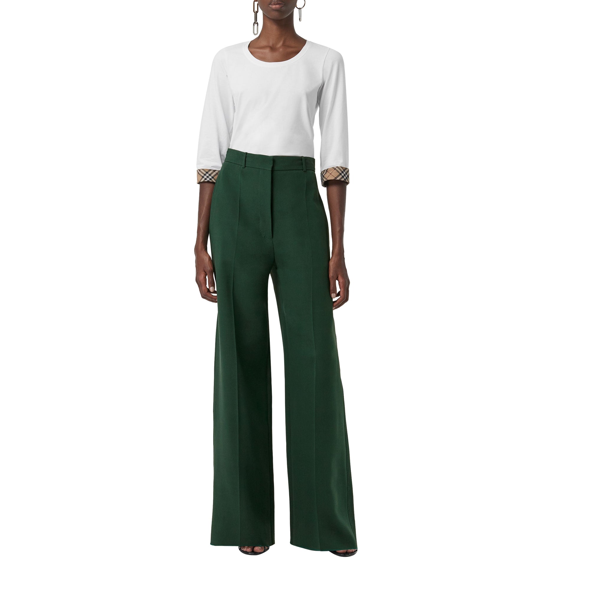 WHITE Haut en coton extensible avec détails check