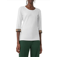 WHITE Haut en coton extensible avec détails check