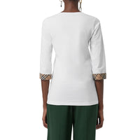 WHITE Haut en coton extensible avec détails check