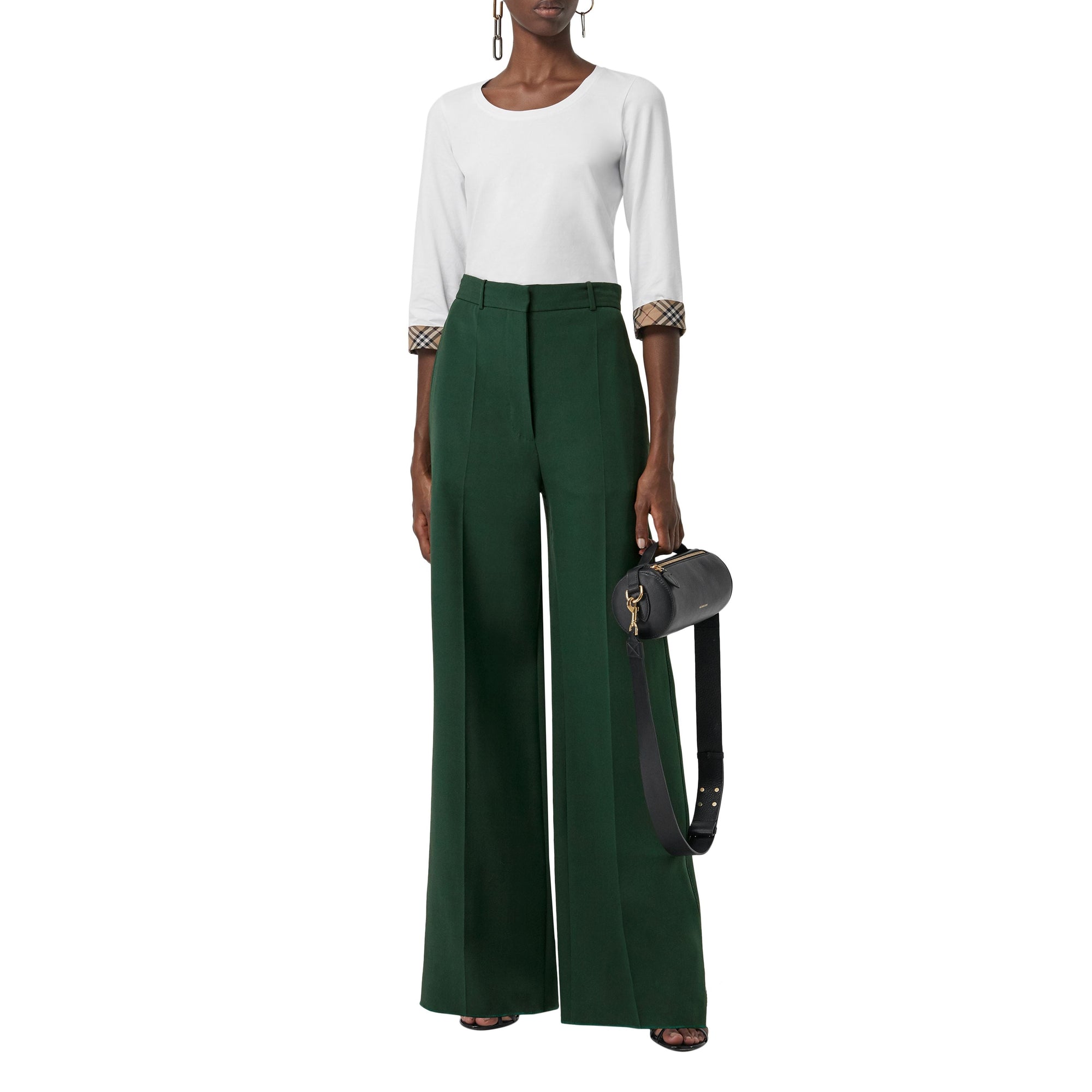 WHITE Haut en coton extensible avec détails check