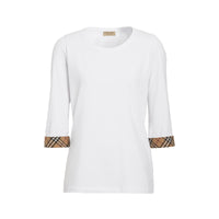 WHITE Haut en coton extensible avec détails check