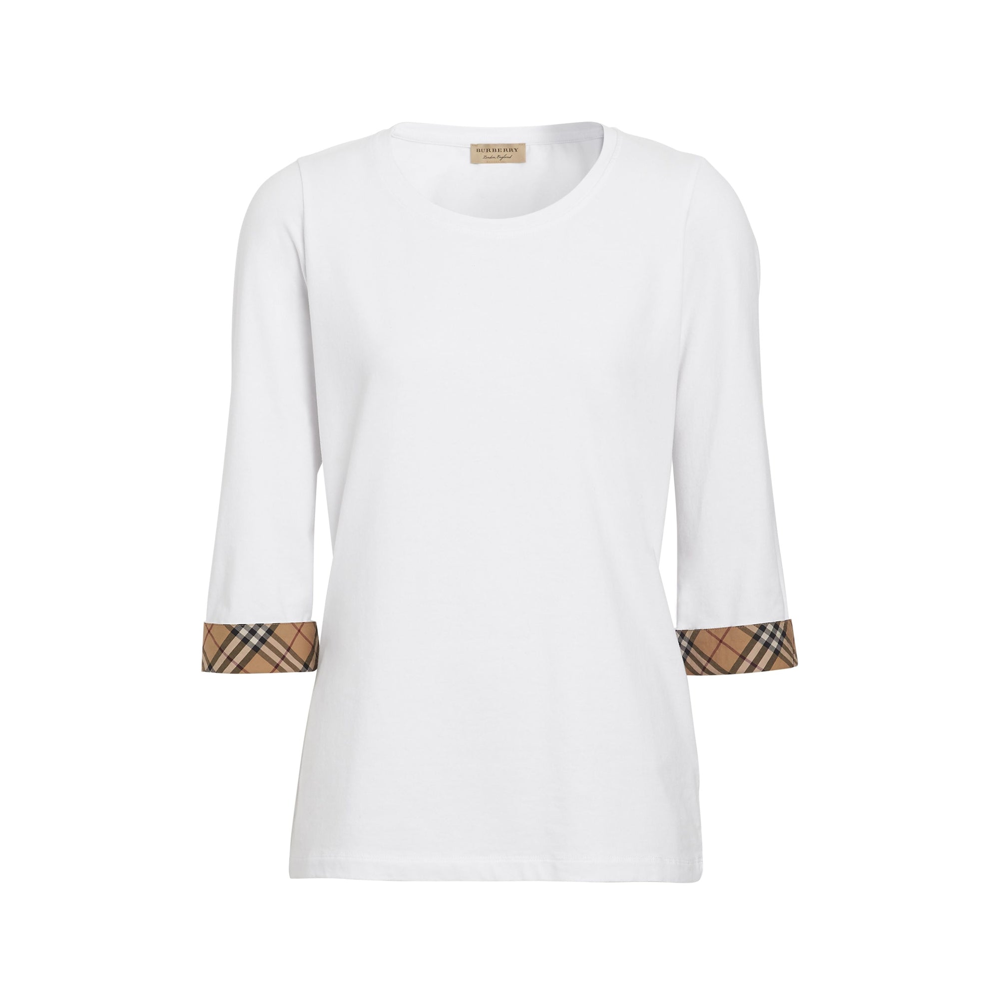 WHITE Haut en coton extensible avec détails check