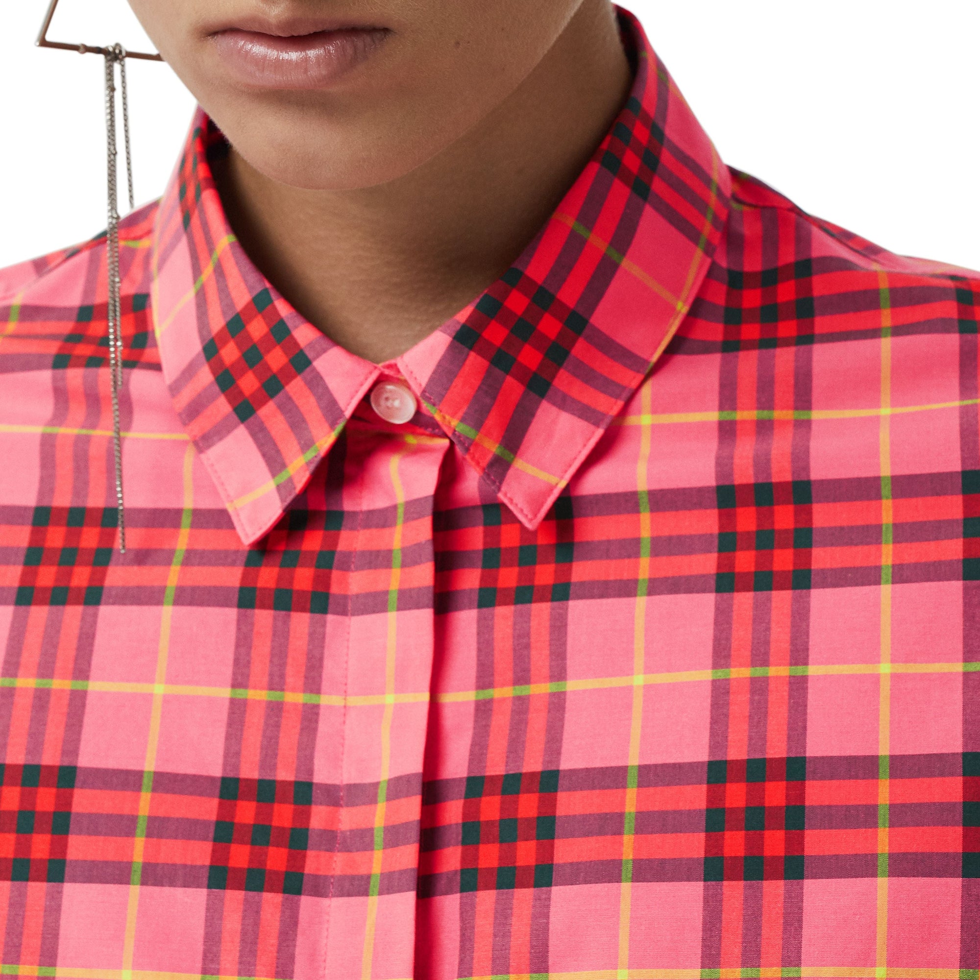 CORAL RED IP CHECK Chemise en coton à motif check