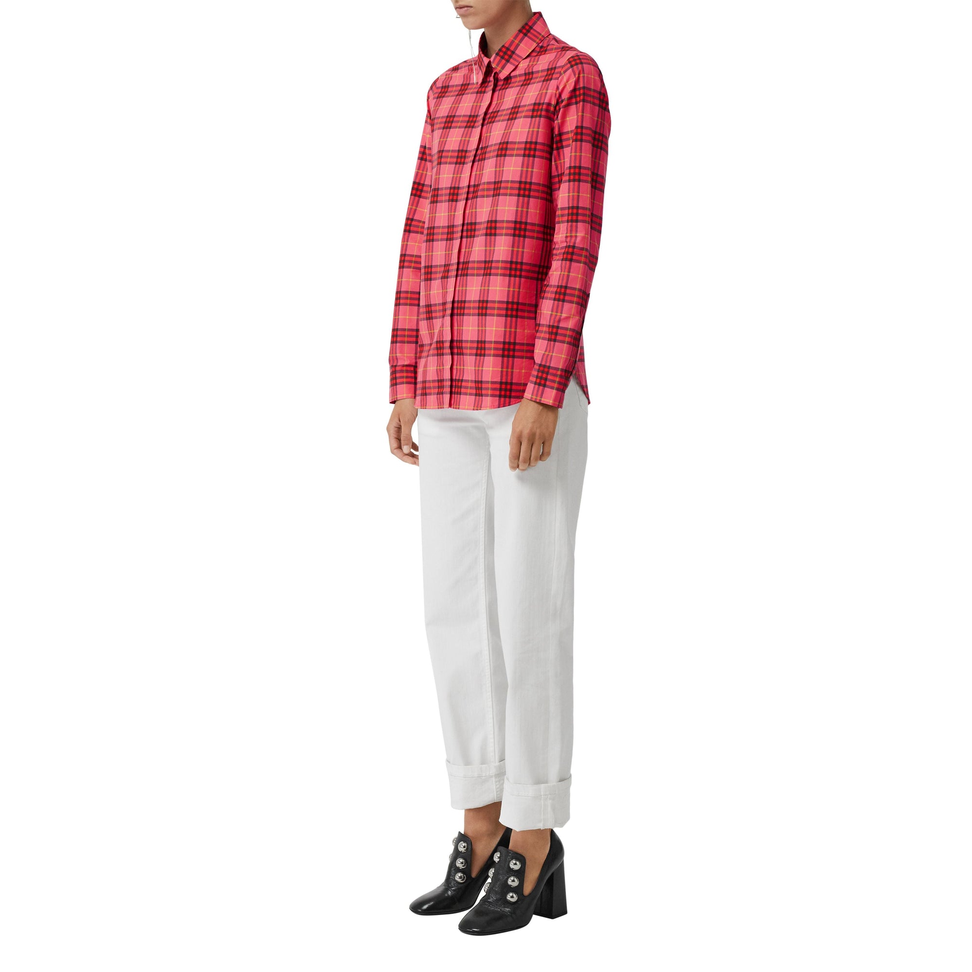 CORAL RED IP CHECK Chemise en coton à motif check