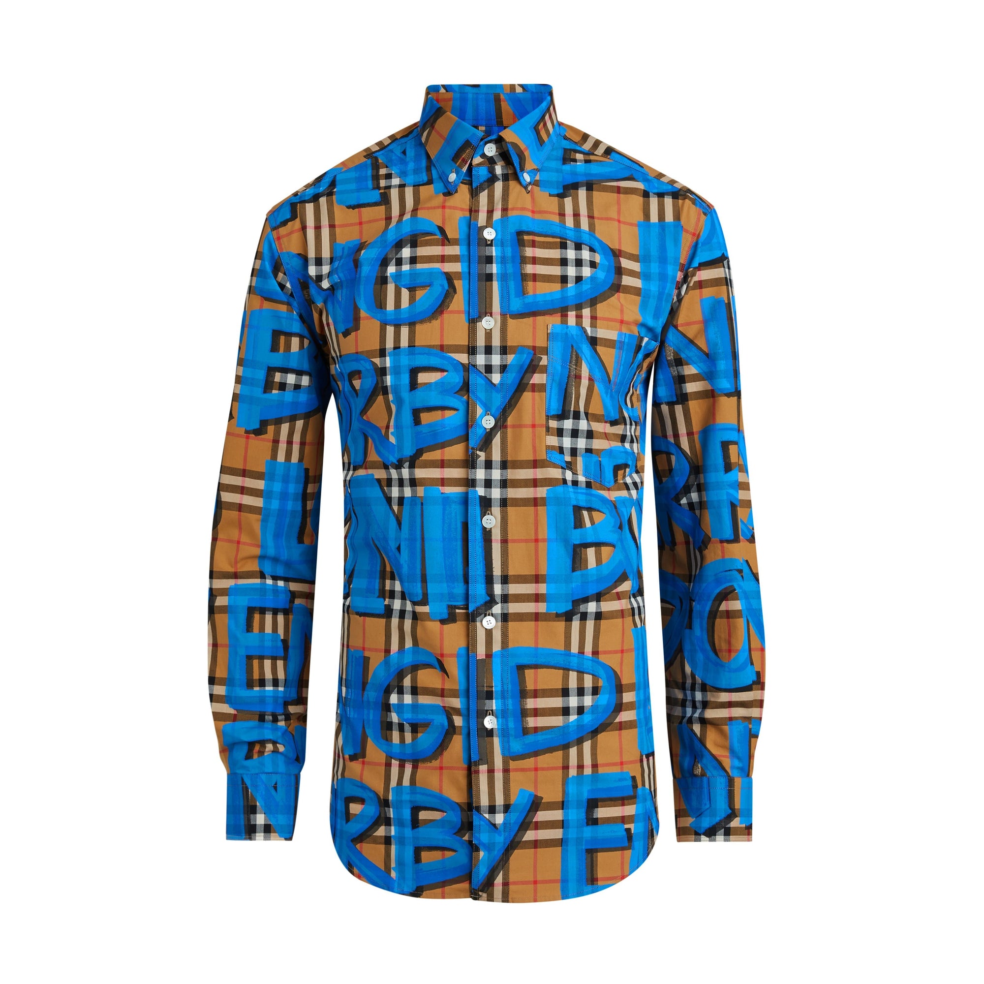 BRIGHT BLUE IP PTN Chemise à motif Vintage check et graffiti