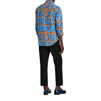 BRIGHT BLUE IP PTN Chemise à motif Vintage check et graffiti