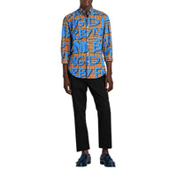 BRIGHT BLUE IP PTN Chemise à motif Vintage check et graffiti