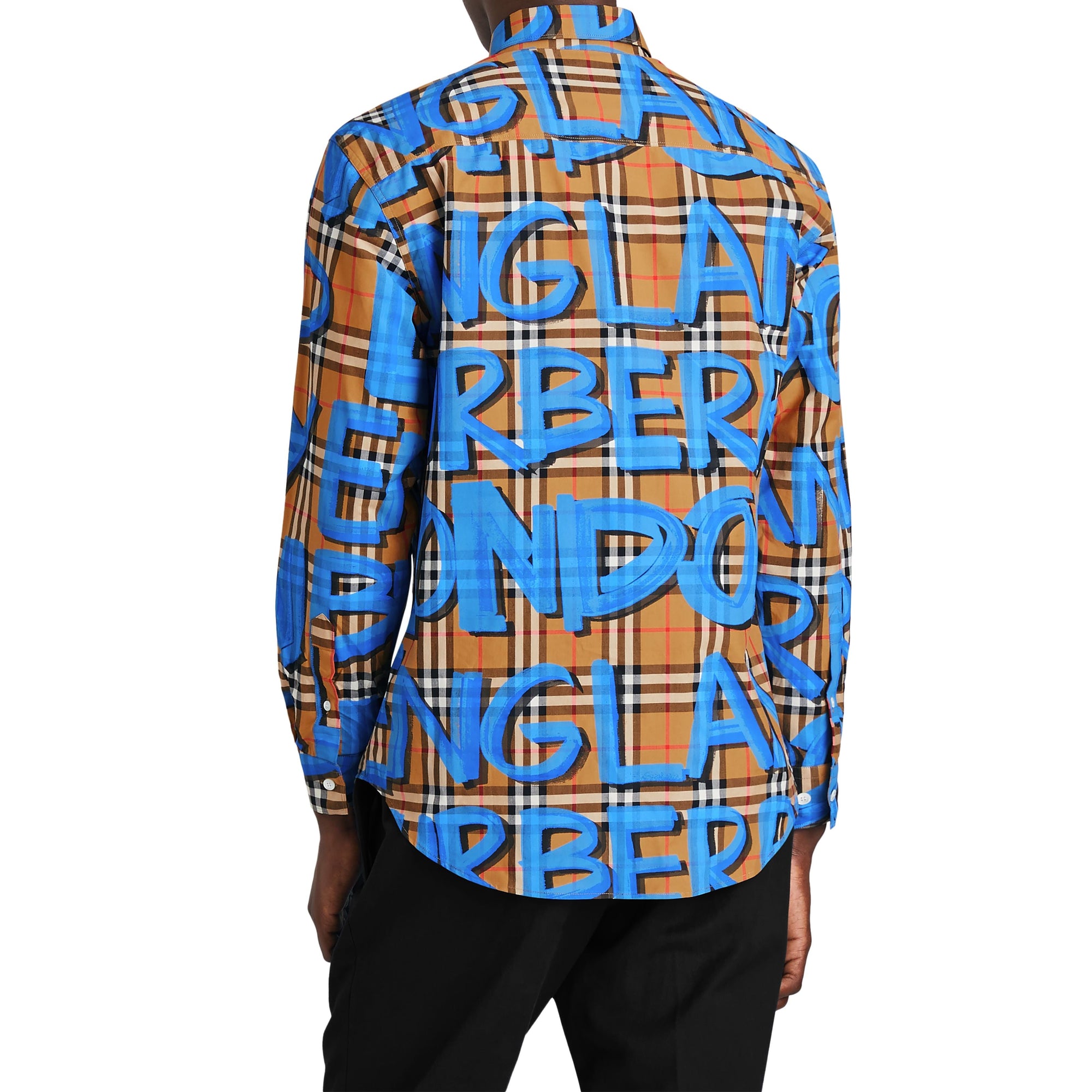 BRIGHT BLUE IP PTN Chemise à motif Vintage check et graffiti