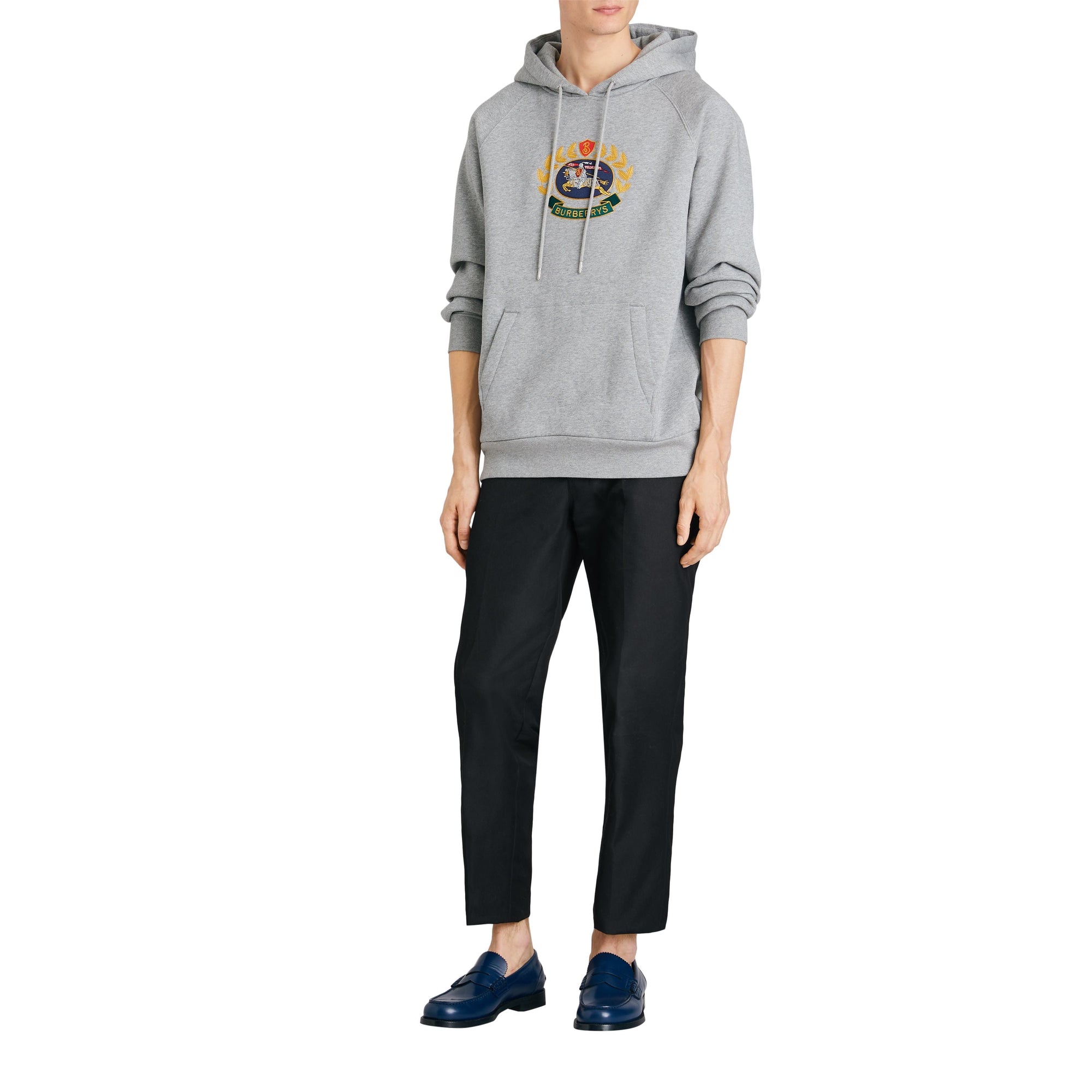 PALE GREY MELANGE Sweat-shirt à capuche en jersey avec logo d'archive brodé