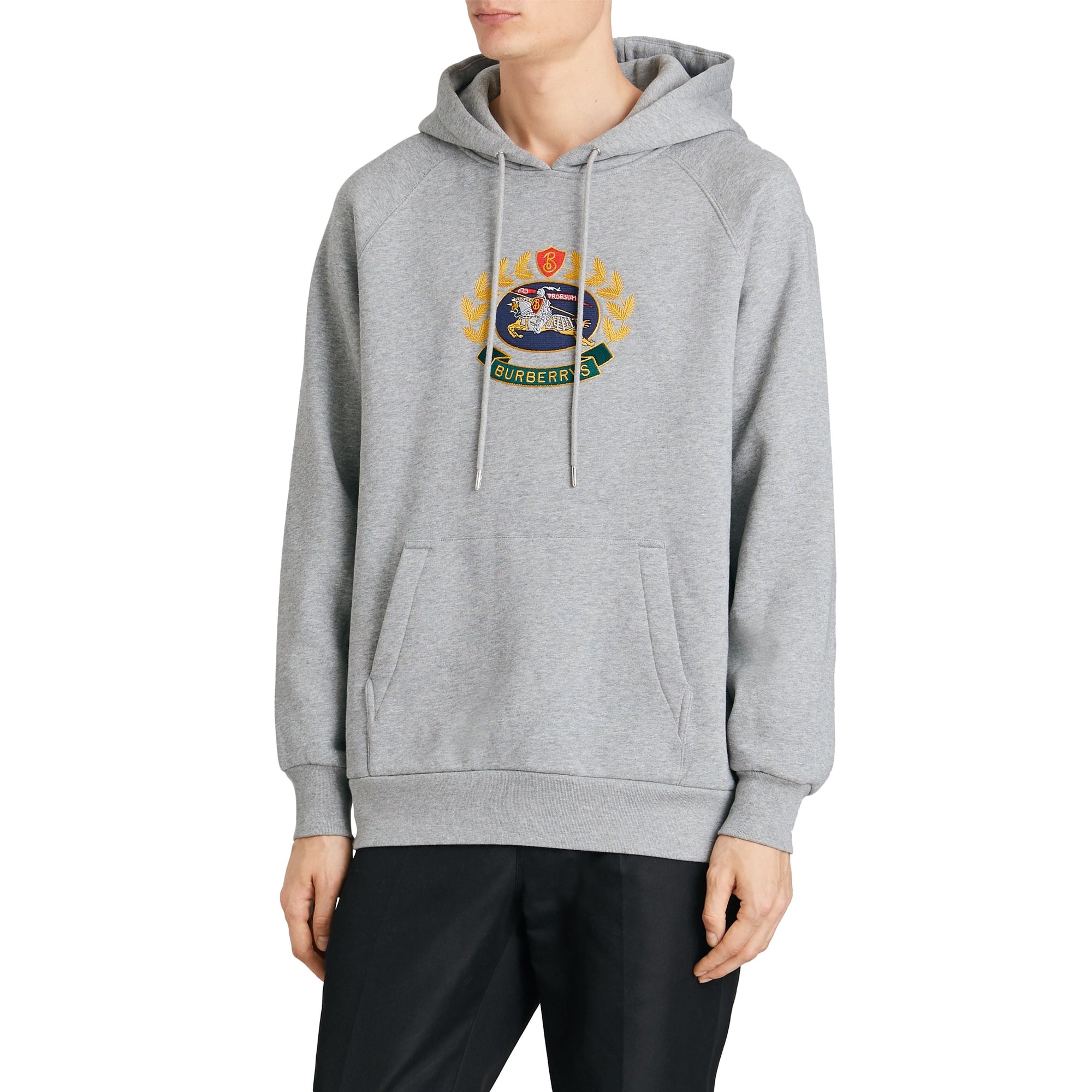 PALE GREY MELANGE Sweat-shirt à capuche en jersey avec logo d'archive brodé