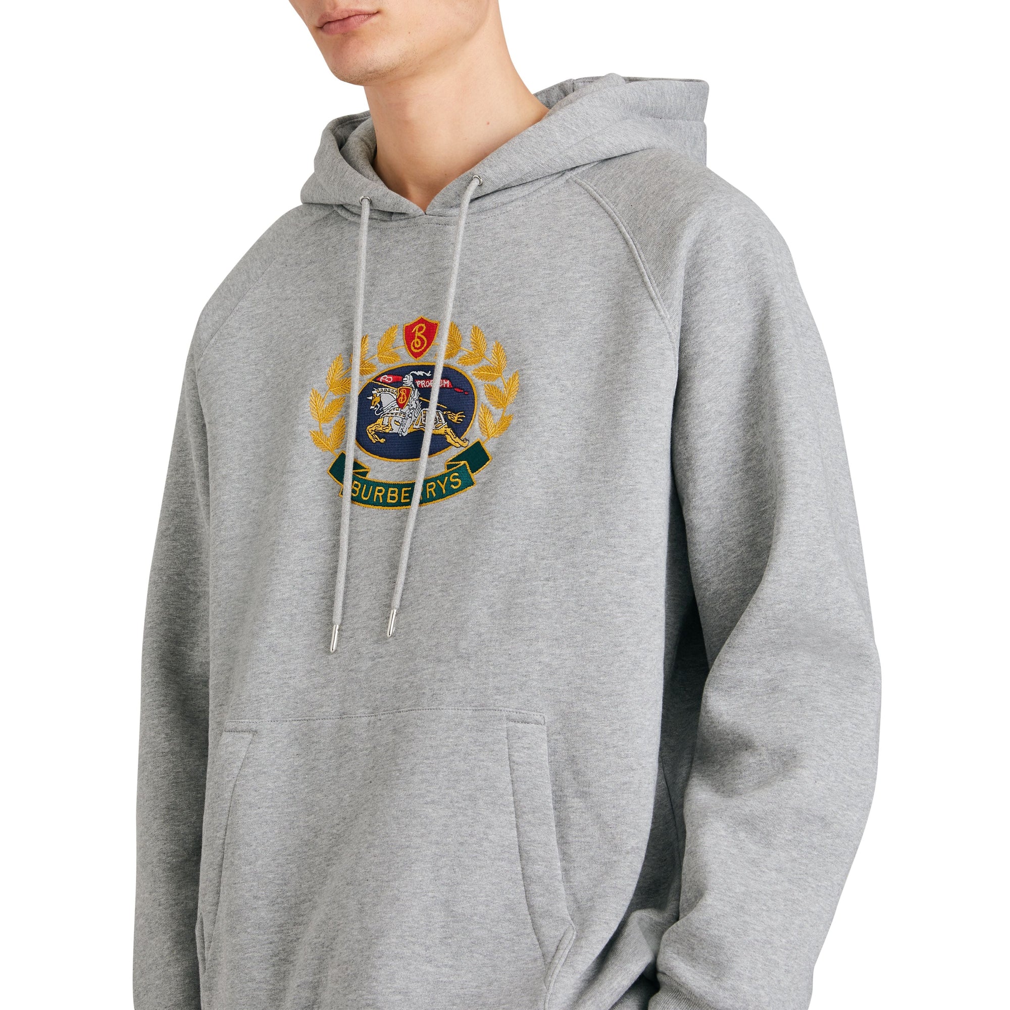 PALE GREY MELANGE Sweat-shirt à capuche en jersey avec logo d'archive brodé