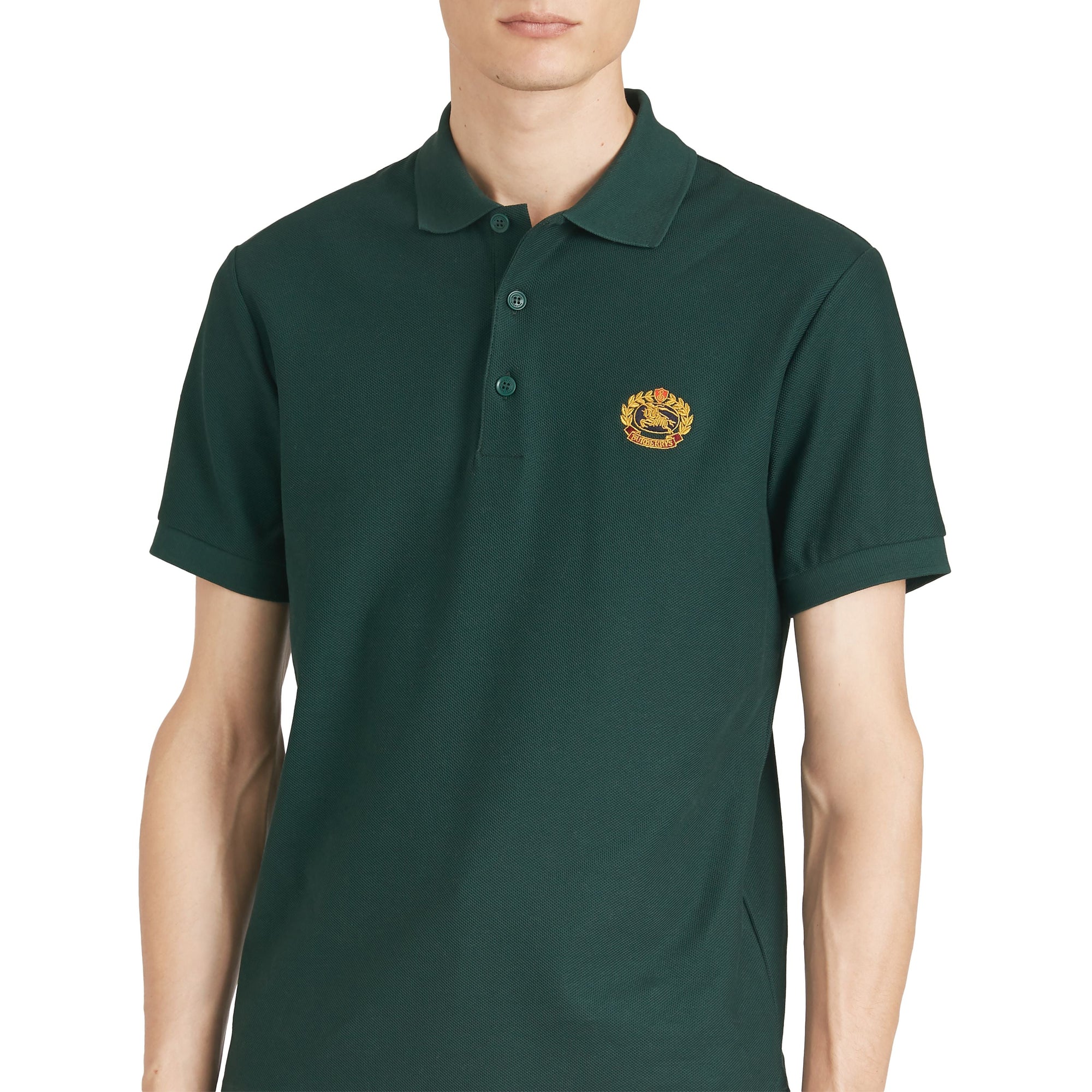 DARK FOREST GREEN Polo en piqué de coton avec logo d'archive