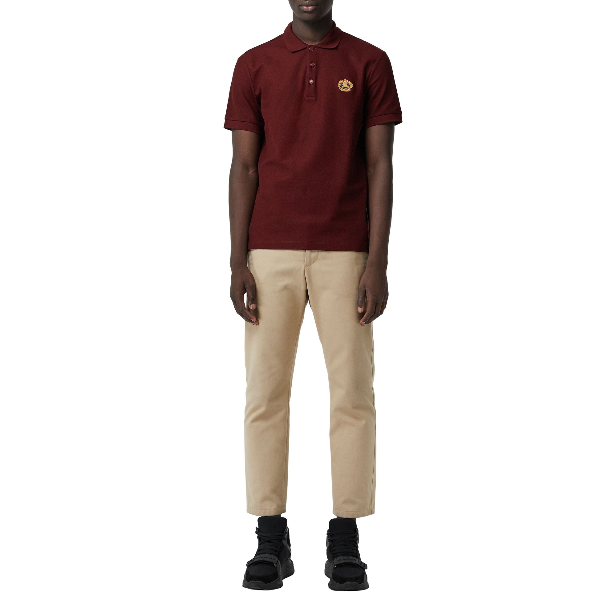 BURGUNDY Polo en piqué de coton avec logo d'archive