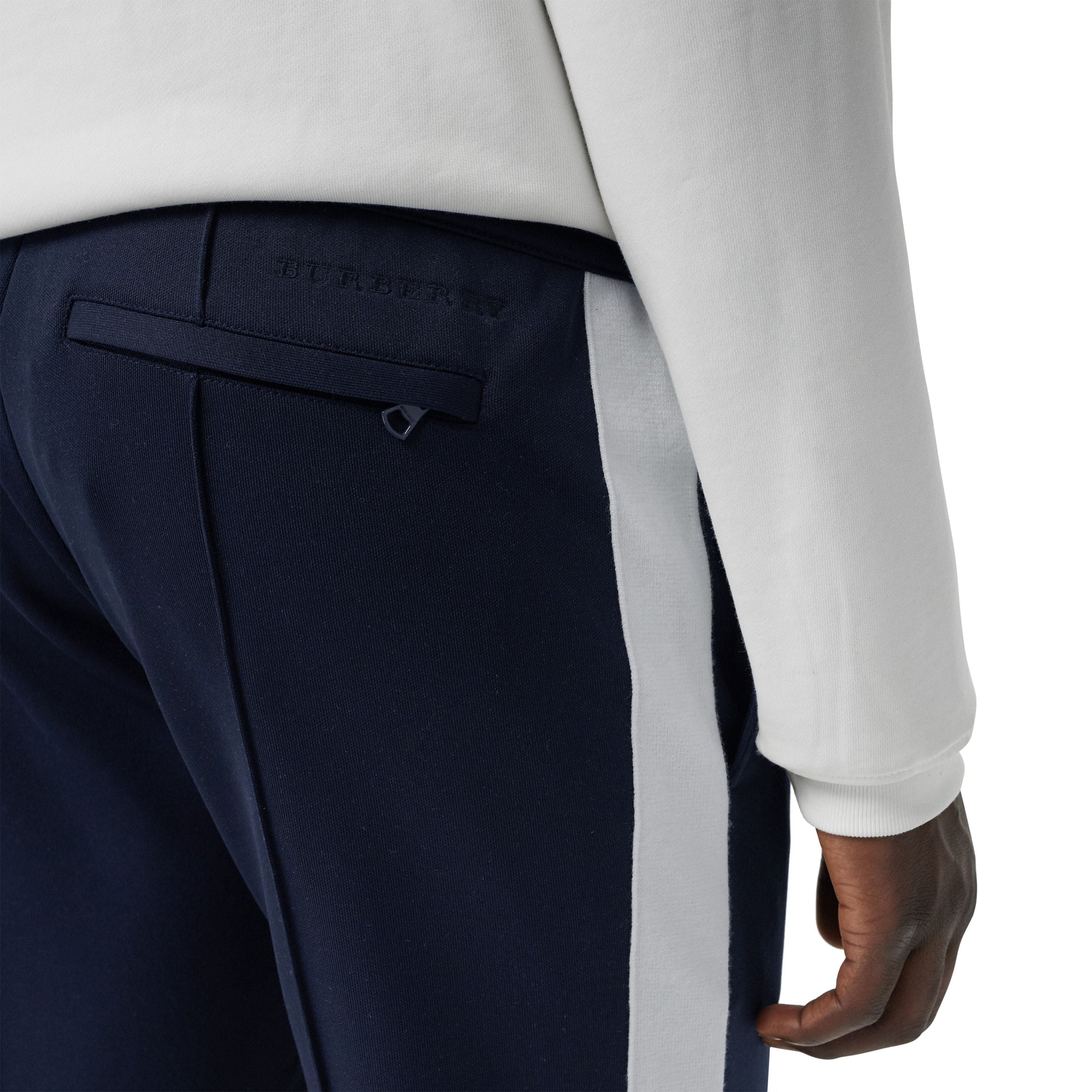 NAVY Pantalon à cordon de serrage en coton mélangé rayé sportswear