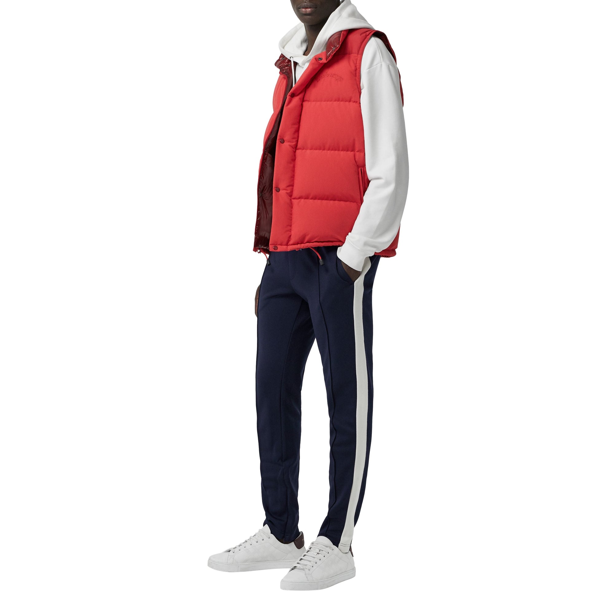 NAVY Pantalon à cordon de serrage en coton mélangé rayé sportswear