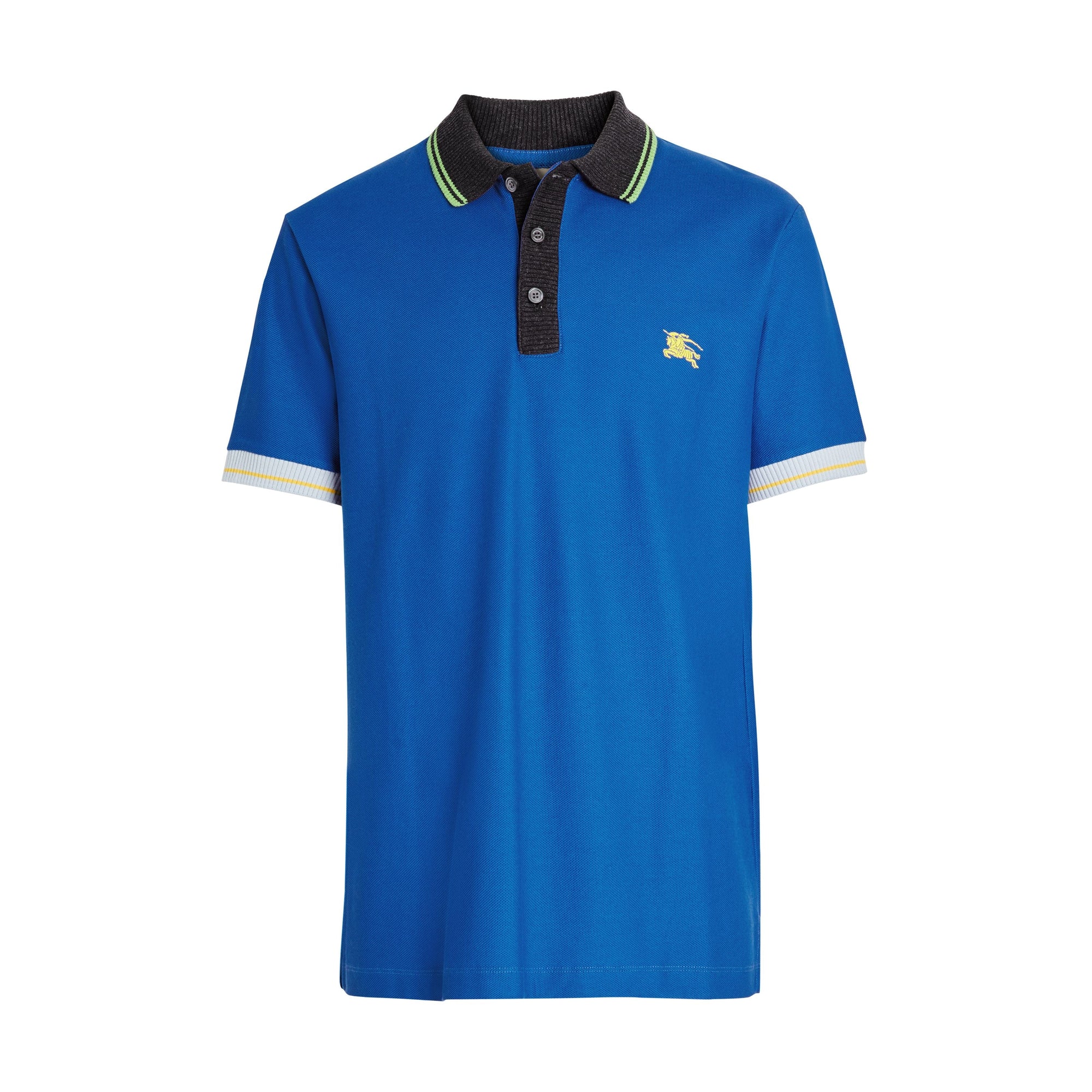 CERULEAN BLUE Polo en piqué de coton à bordure contrastante