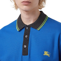 CERULEAN BLUE Polo en piqué de coton à bordure contrastante